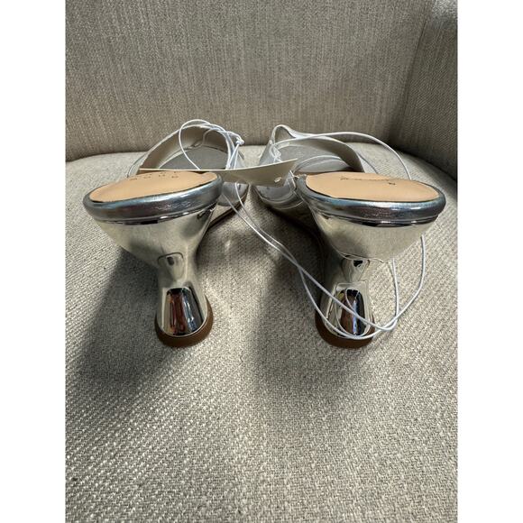 NWT - Ladies A New Day Silver Clear Chessy Wedge Heels - Size 6.5 - Picture 5 of 6